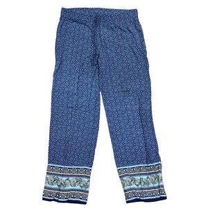 Artisan NY Womens‎ Casual Lounge Boho Style Harem Pants Blue Print Size M